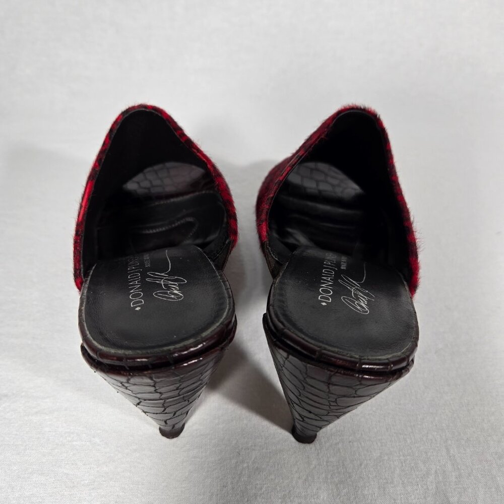 RARE Vintage Y2K Mobwife LEATHER Red & Black Animal Print Heel Sandals Size 8.5M - Picture 10 of 17